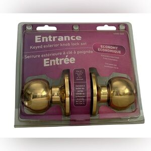 BRASS TONE KEYED EXTERIOR DOOR KNOB SET